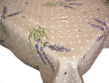 Coated Linen Tablecloth (Le temps des Lavandes. natural)